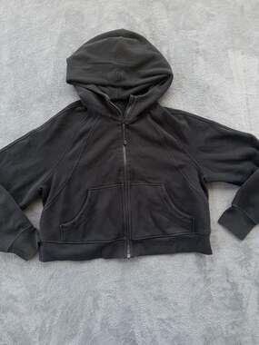 Lululemon Black Scuba Oversized Full Zip Cropped Hoodie